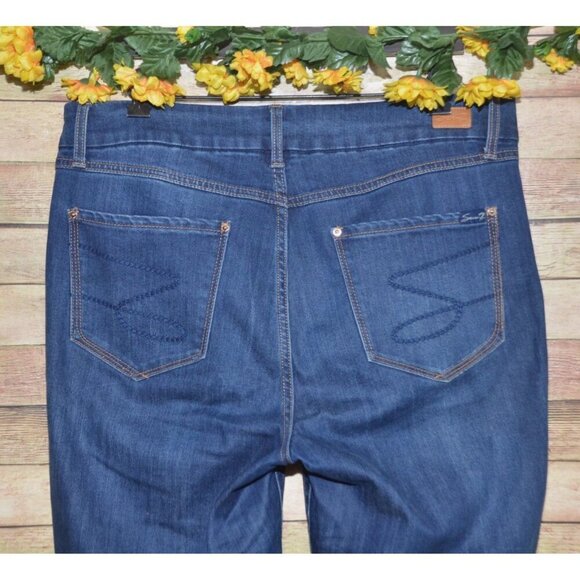 Seven7 Dark Denim Stretch Jeans Size 14 Tummyless High Rise Skinny Jeans Comfort - Picture 5 of 11